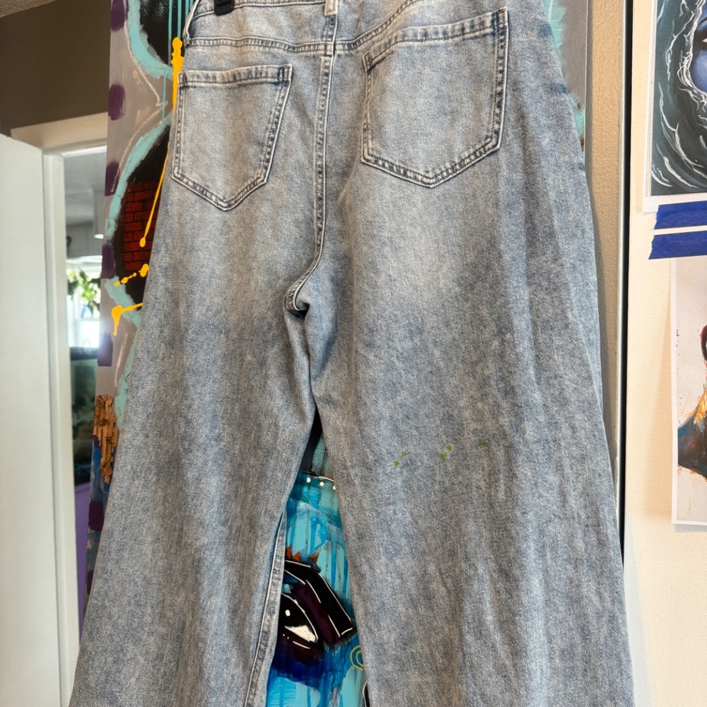 Streetwear custom painted 90s Wide Leg Jeans sz 13- 31 - Picture 7 of 8